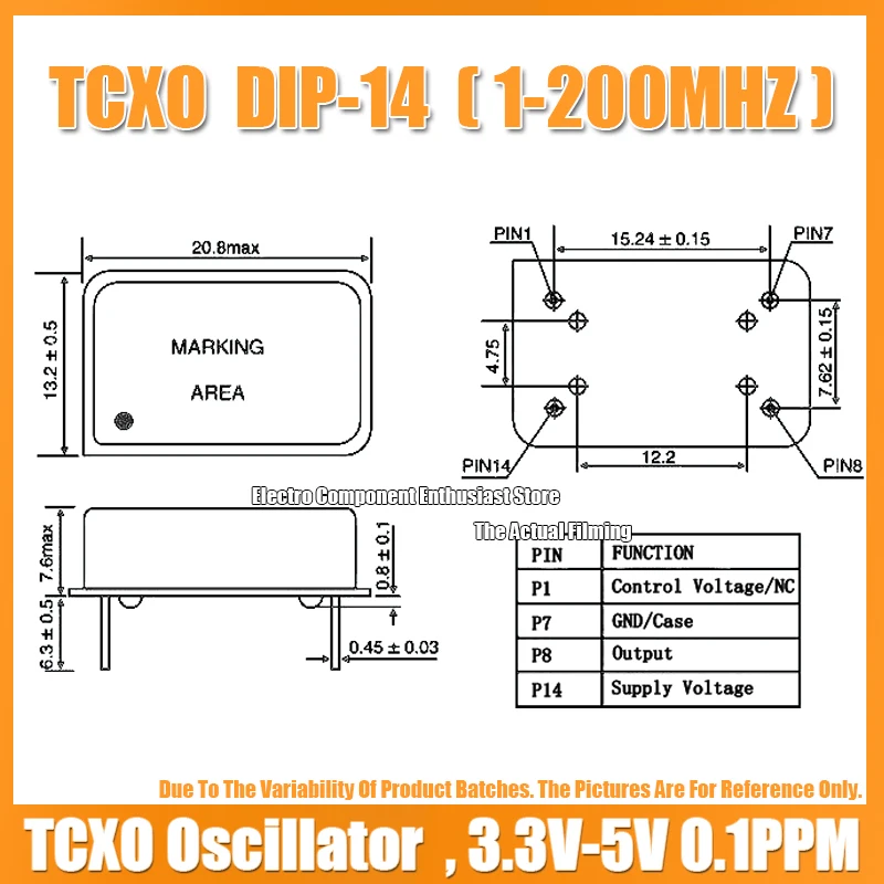 TCXO Full-Size 80M 80MHZ 80.000MHZ Rectangular Temperature Compensated Crystal Oscillator DIP-14 High Precision 3.3V-5V ±0.1PPM