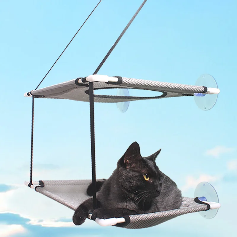 Cat Hammock Window Bed Kitten Sunny Seat Double layered Cat Bed Suction Cup Wall Pet Hanging Cat Hammock Cat Sofa Playing Nest