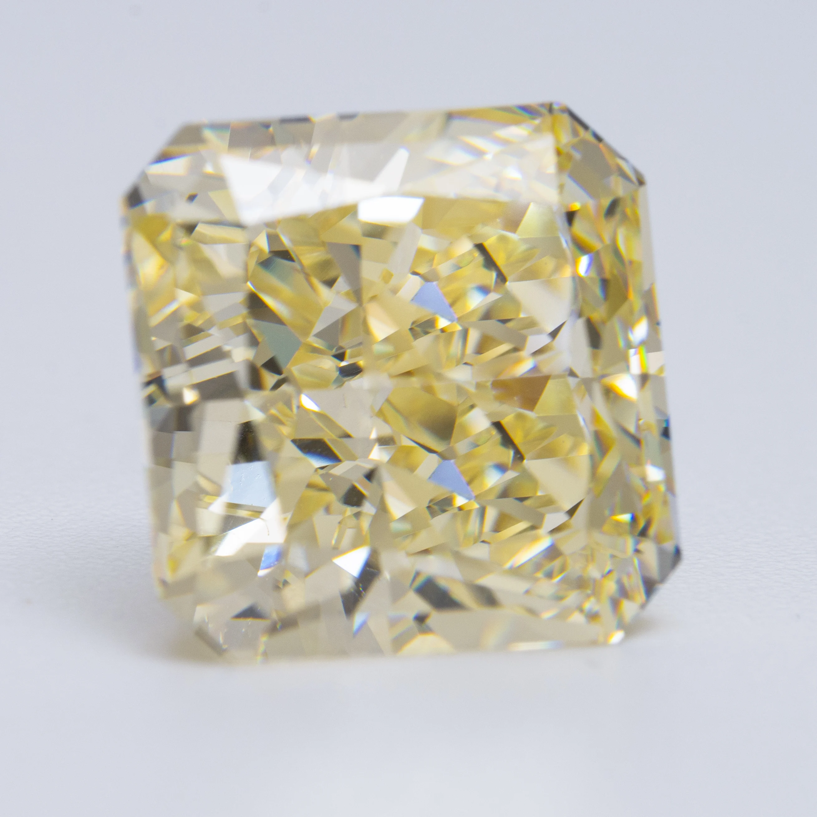 HanYu Radiant Cut Cubic Zirconia Light Fancy Yellow Crushed Ice Cut Zircon Stone Square Octagon 5A High Carbon Diamond CZ Gems