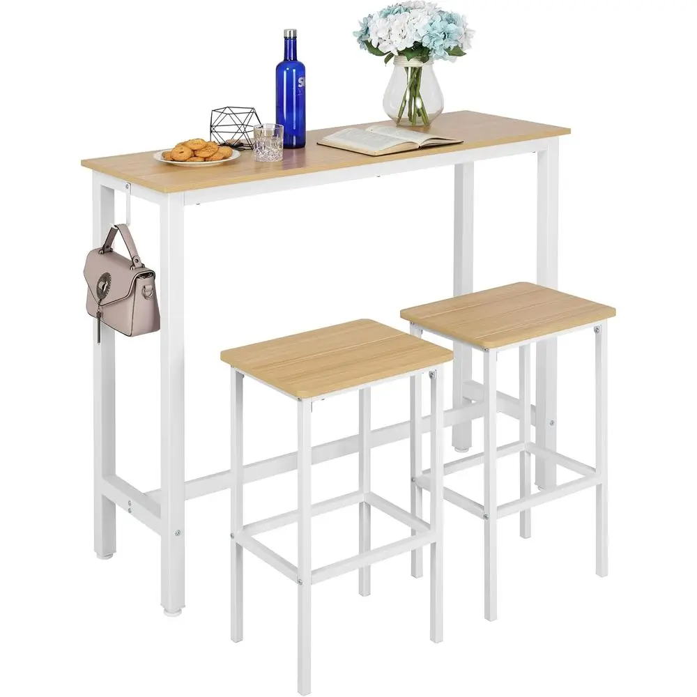 

Промышленный барный стол 47 дюймов с 2 стульями - Обеденный и барный стол для небольших помещений, кухни, прихожей, завтраков - Металлический