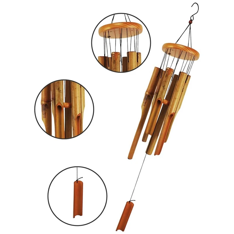 Bamboo Wind Chimes. 38 Inch Outdoor Indoor Hanging Decorative Wind Chimes. Has A Natural Soothing And Pleasant Sound