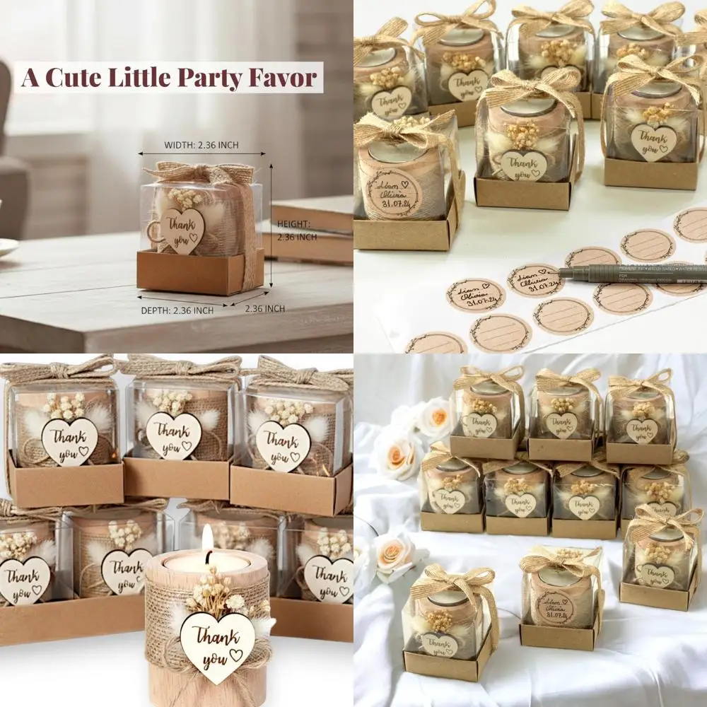 

20 Pack Candle Party Favors Adults, Thank You Souvenir Gift for Wedding Guests, Baby Shower Handmade Elegant Candle Holder Favor