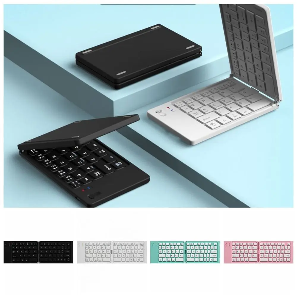 Keyboard Lipat Nirkabel Mini Desain Ramping Keyboard Bluetooth Isi Ulang Notebook Keyboard Lipat Ringan Universal