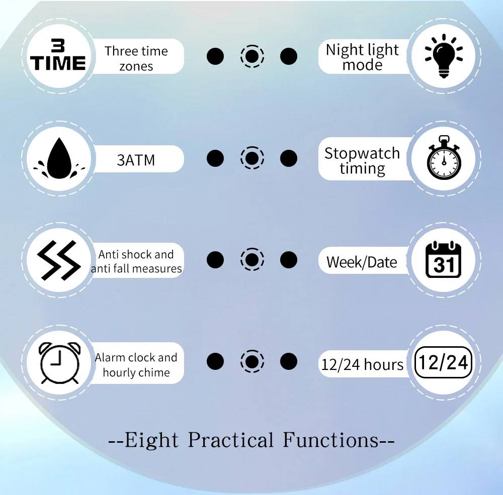 ساعة SANDA الجديدة SD9103 للسيدات مع شاشة مزدوجة رياضية متعددة الوظائف مقاومة للماء وإضاءة ليلية إلكترونية
