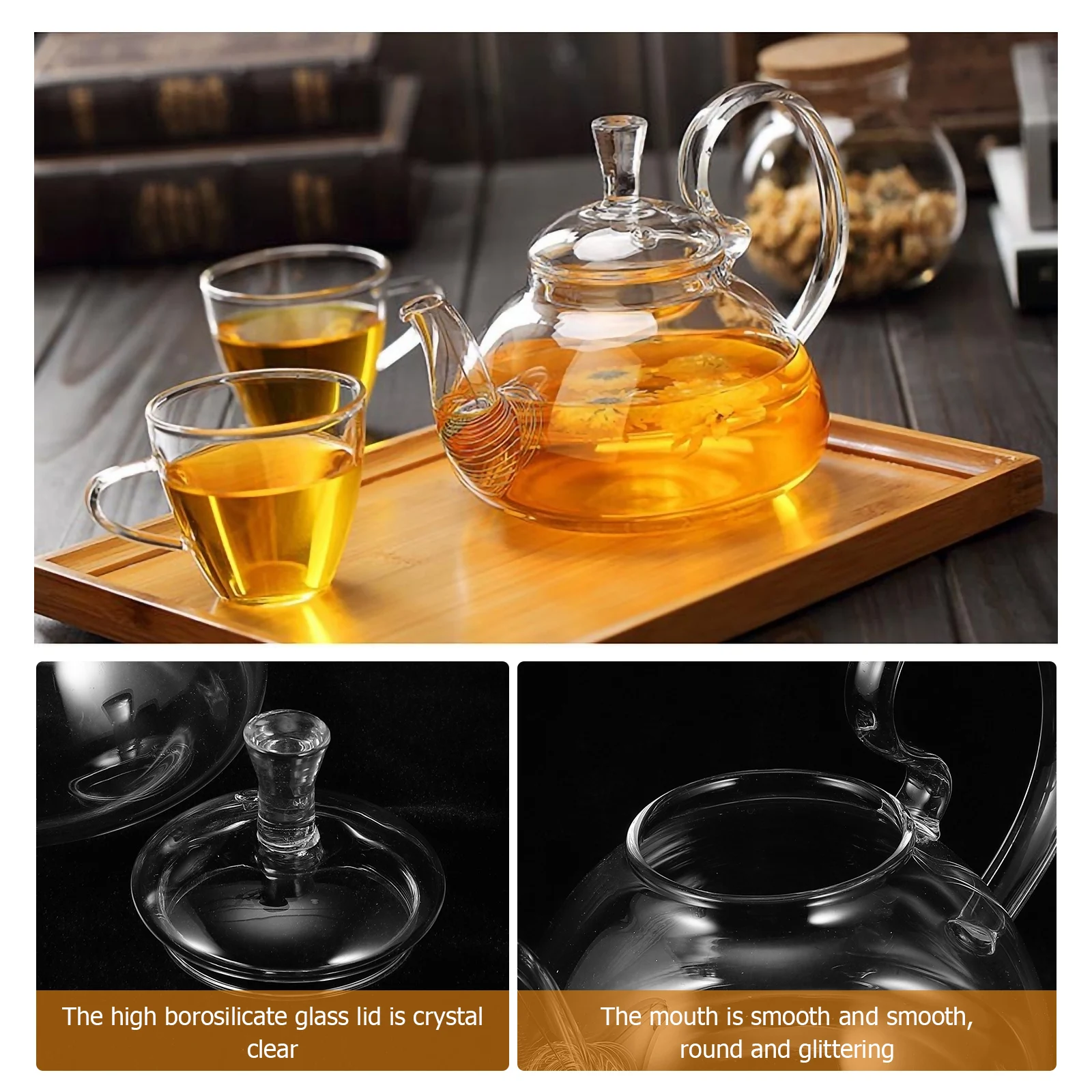 

Exquisite Glass Tea Kettle Sturdy Non Deformable Teapot for Coffee Herbal Medicine Heat Resistant Household Transparent Design