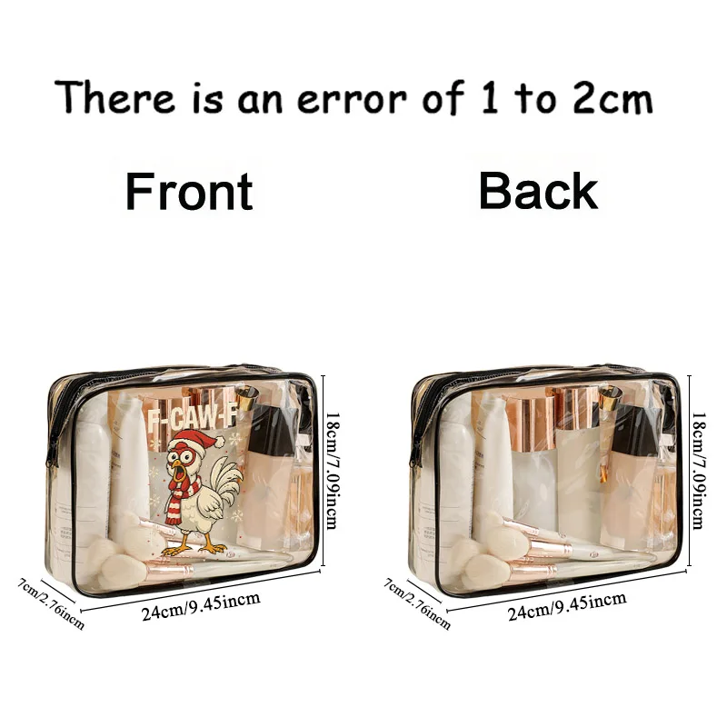 2026 جديد F-CAW-F الدجاج الكرتون نمط حقيبة غسيل PVC وحقيبة مستحضرات التجميل البلاستيكية هدية حفلة هدايا السنة الجديدة هدية عيد ميلاد لصديقتك