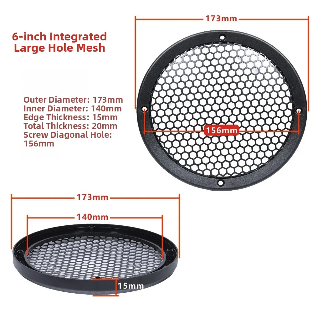 Metal Car Speaker Grille Round Shape Hexagonal Mesh Speaker Mesh Cover Black Protective Woofer Grille Cover Woofer Protection