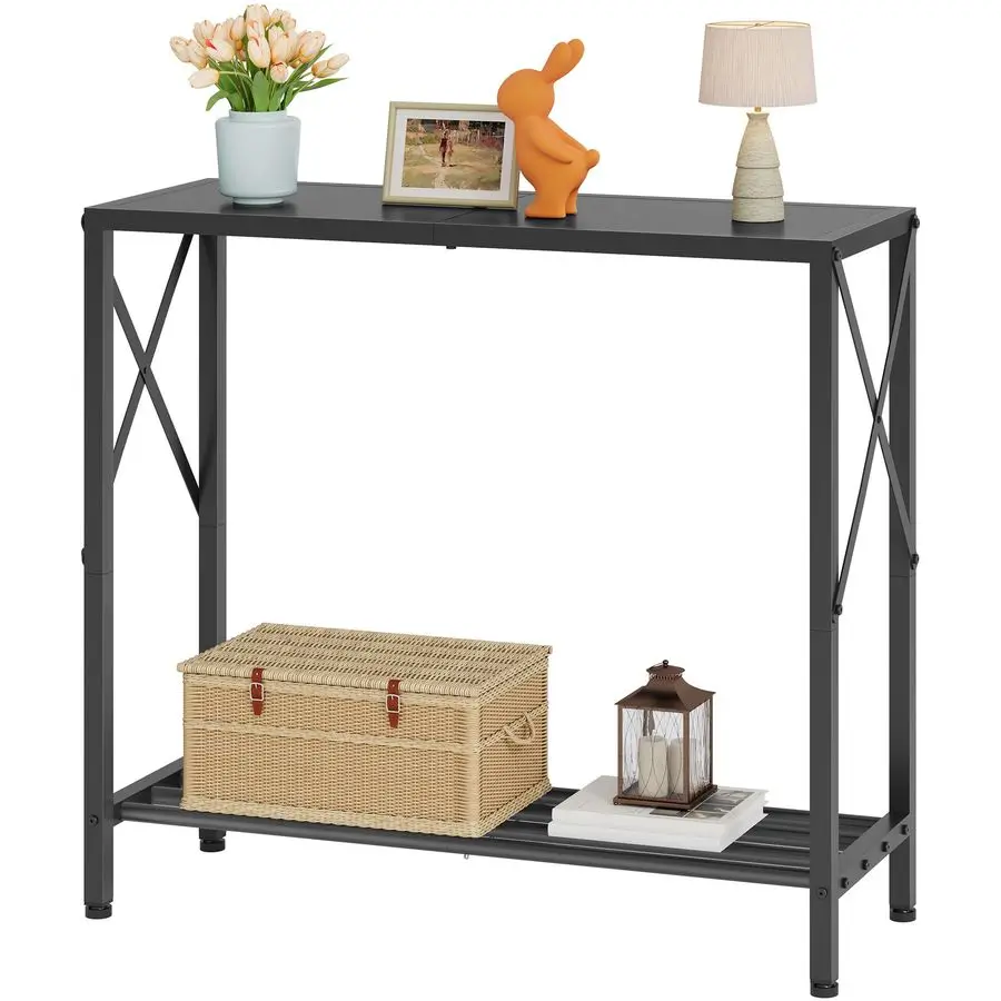

Small Entryway Table, 2Tier Narrow Consle Table for Entryway, Small Hallway Table with Storage Shelves, Thin Sofa Table for Hal