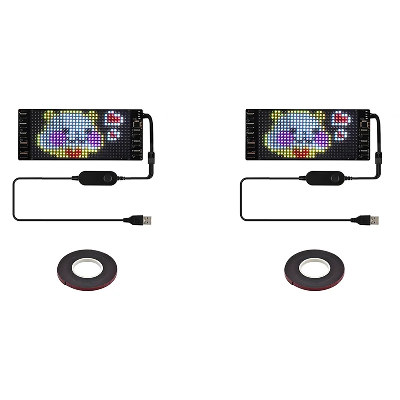 New-2X LED 픽셀 패널, USB 5V 유연한 LED 모듈 RGB 스크롤 텍스트 애니메이션 디스플레이, Bluetooth APP, 16X32 Led 7X17cm