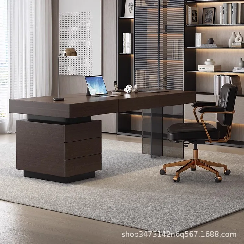 HYS minimalist solid wood office computer desk household desk high-end boss table acrylic floating desk writing