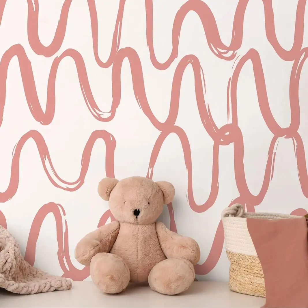 

Розовые обои с кистью, обои с кожурой и наклейкой/прокладка нетканых обоев для детского дома, настенный художественный домашний декор, 50*300 см