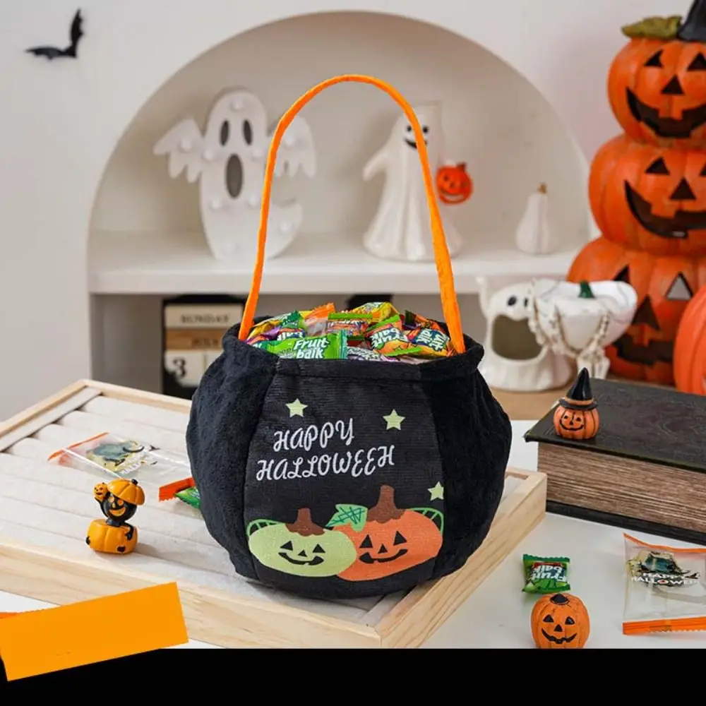 

Милая тканевая сумка для конфет на Хэллоуин, сумка для подарков, ведро для конфет с тыквой, сумка «Кошелек или жизнь», хлопковые сумки-тоут для детей