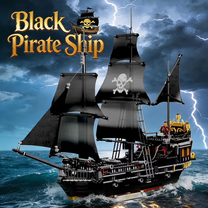 

1424PCS Black Pirate Ship Building Blocks Skeleton Ghost Boat Model Assembly Bricks Desktop Decoration Toys Gifts For Boy Adult