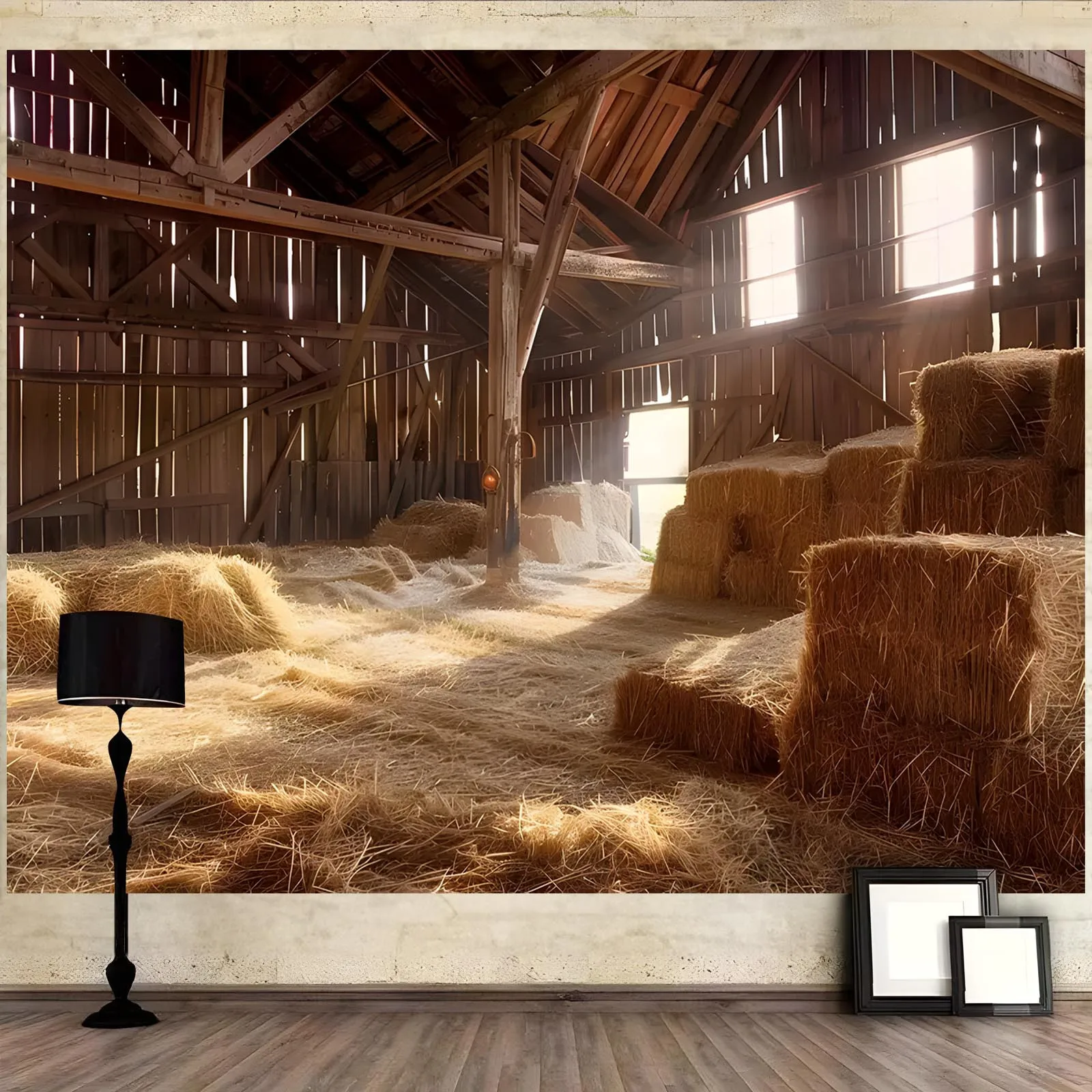 1 خلفية بوليستر للمزرعة العتيقة، مشهد حظيرة وقش الريف، خلفية تصوير متعددة الوظائف #5