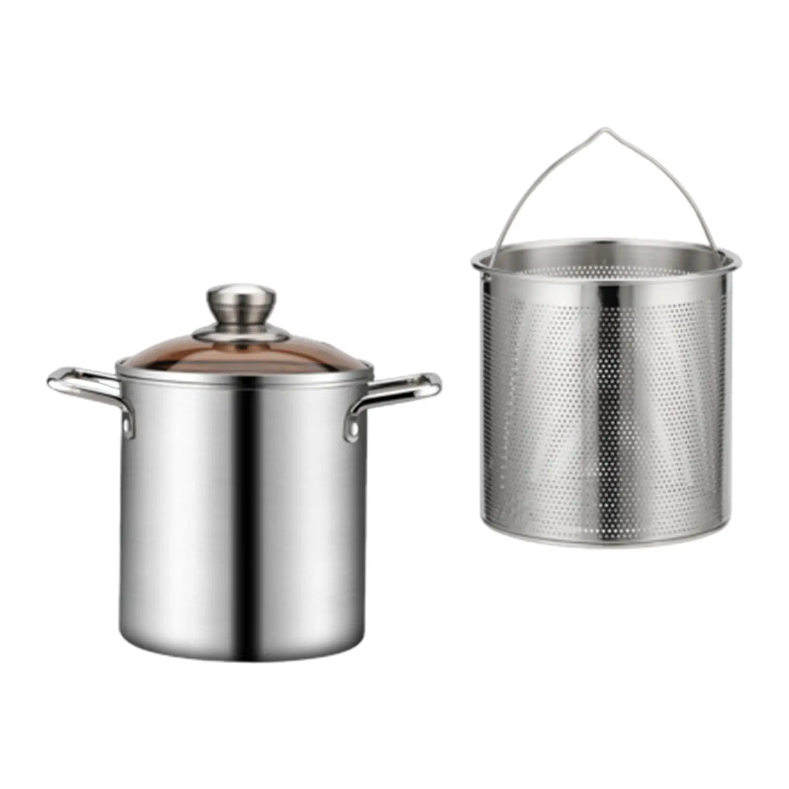 Stainless Steel Frying Pot Soup All Countertops Transparent Glass Lid Seafood