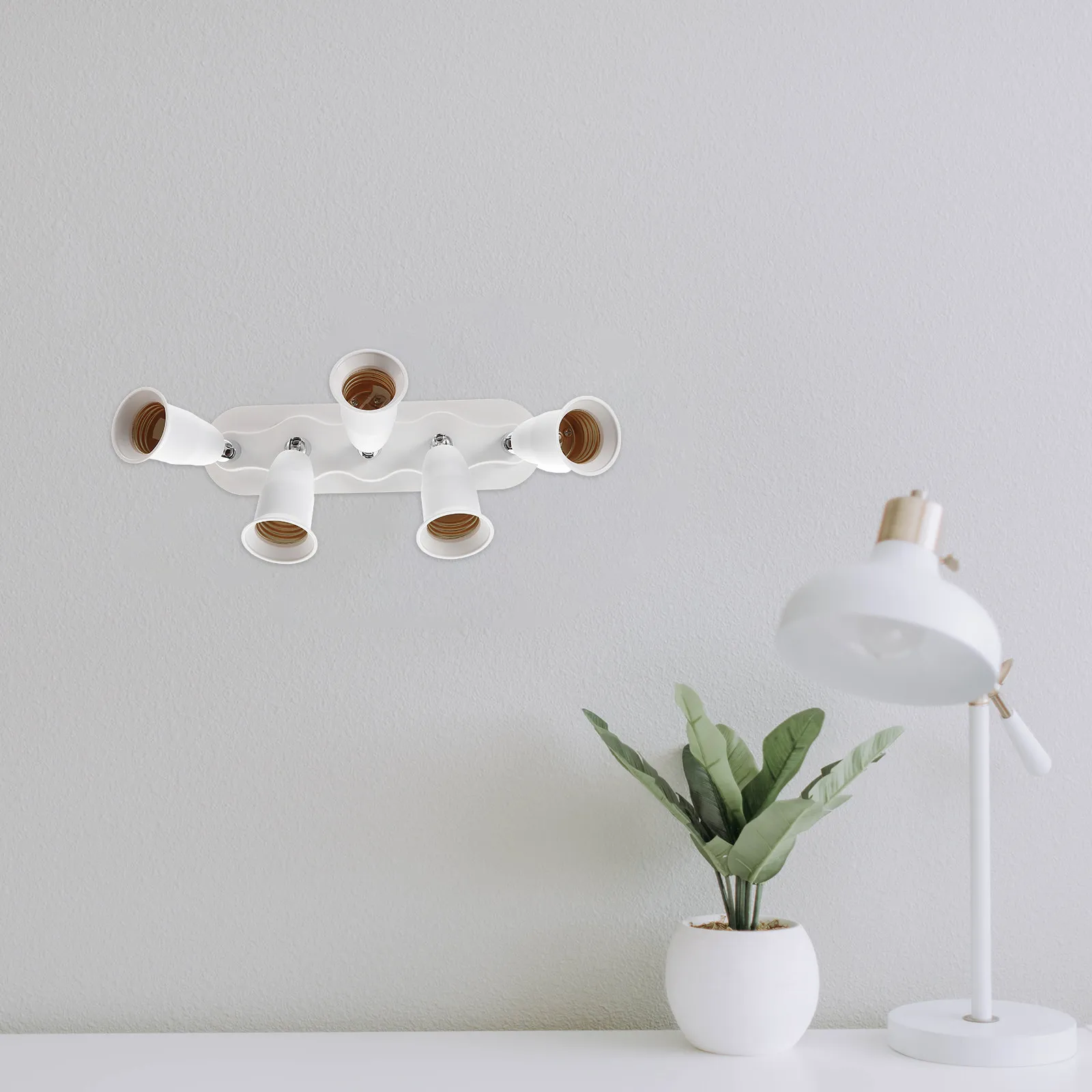 5 Heads Lamp Light Socket Branch Adapter E26 E27 Splitter Easy Install for Office Hallway Exhibition Lighting Setup
