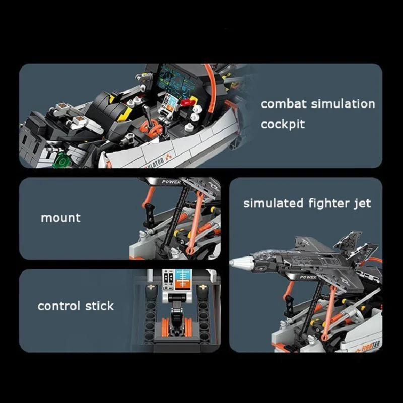 With Original Box Desktop Decor Gift 941pcs Military Fighter Aircraft Building Blocks Simulation Simulator Plane Movable Mode