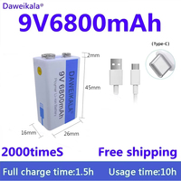 2021 9V 6800mAh li-ion Rechargeable battery Micro USB Batteries 9 v lithium for Multimeter Microphone Toy Remote Control KTV use