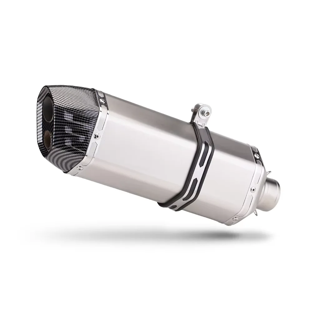 

Universal 51mm Motorcycle Exhaust Muffler Double hole Escape Moto pipe for TMAX530 XMAX300 R15 R25 R3 Z400 Z750 Z900 Z1000 RC390