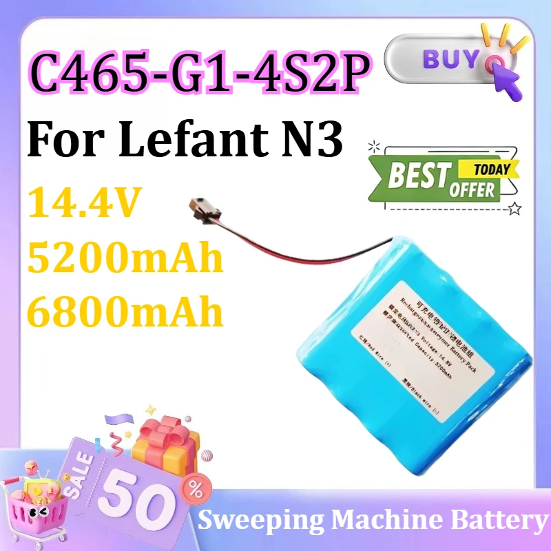 

New Vacuum Cleaner Battery C465-G1-4S2P 14.4V 5200mAh 6800mAh for Lefant N3 Sweeping Machine Battery