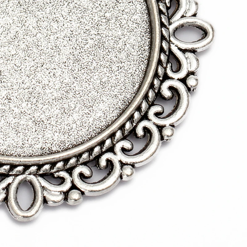 10pcs Cabochon 25mm Antique Bronze Double Lace base Pendant Setting Glass Cabochon Base Tray DIY Jewelry Findings Components B