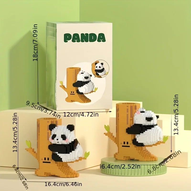 Big Panda Small Building Blocks, Educational Assembled Toys, Office Pen Holder Ornaments, DIY Gifts