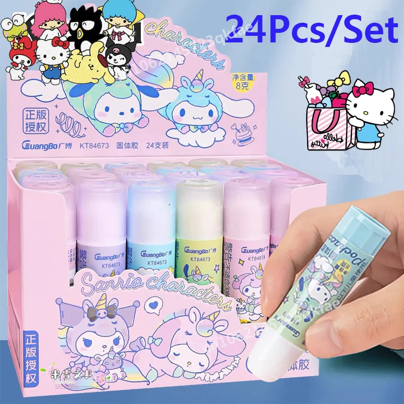 1Set Sanrio Solid Adhesive Student Cartoon My Melody Kuromi High Viscosity Handmade DIY Glue Stick Learning Stationery Supplies