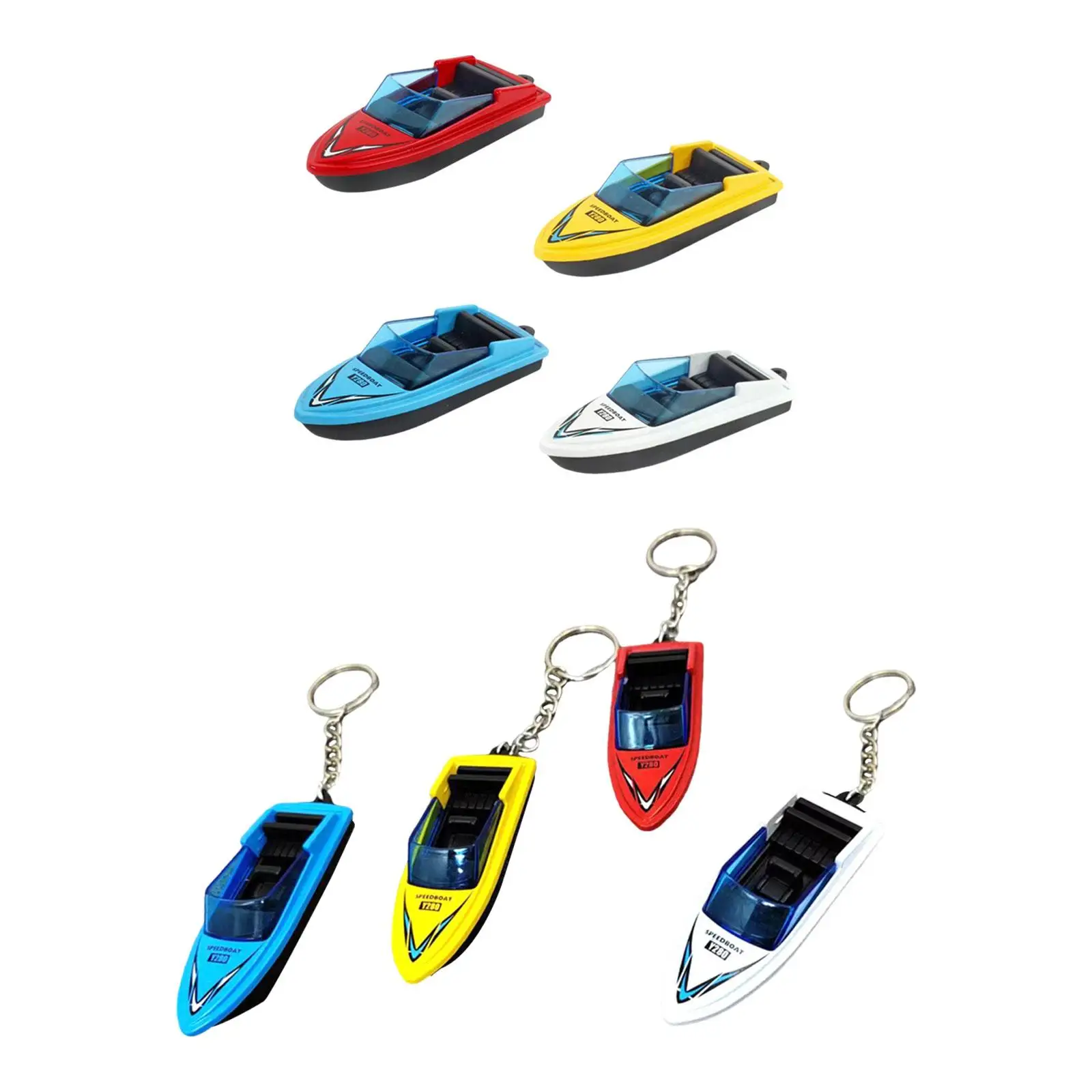 4x Mini Motorboat Model Desktop Boat Ornament for Kids Boys Girls Age 3-12+