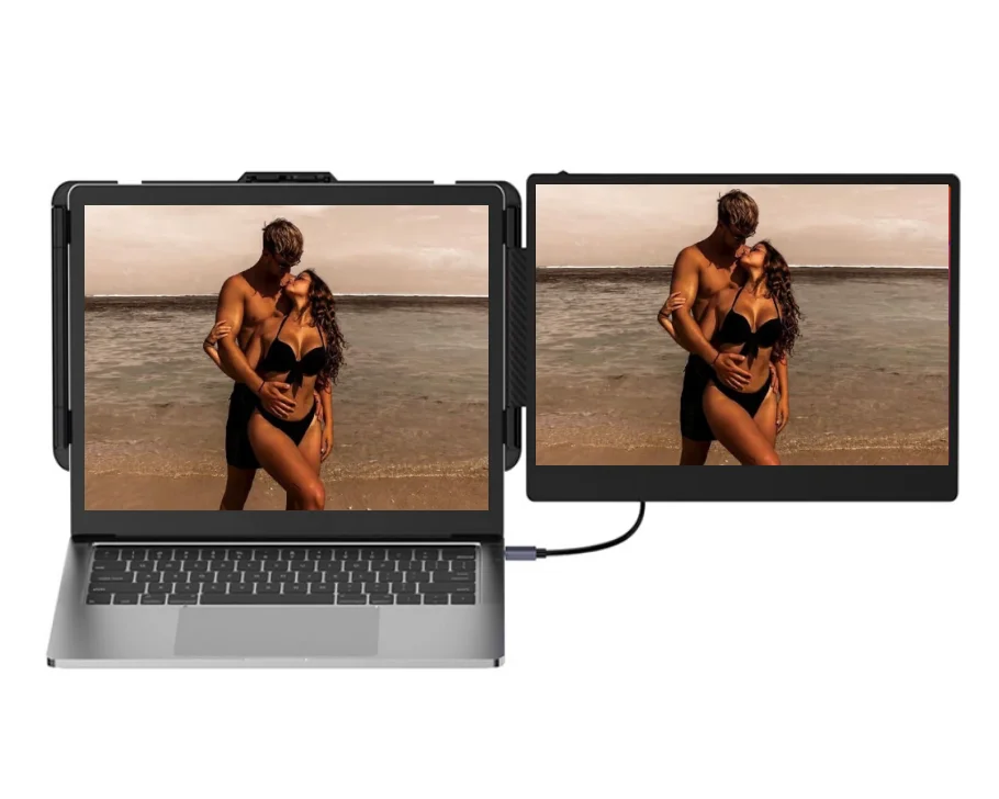 

Удлинитель экрана ноутбука, FHD 1080P IPS, 14-дюймовый удлинитель монитора ноутбука, Plug and Play Type-C — совместим с Windows, Mac