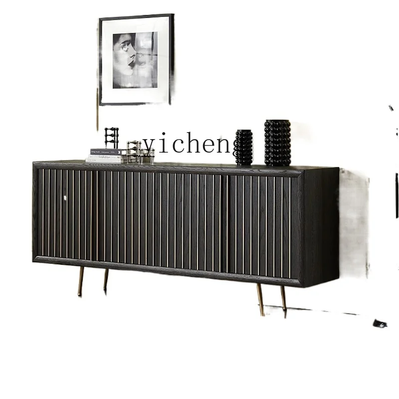 YY Modern Simple and Light Luxury Solid Wood Sideboard Vintage Distressed Storage Cabinet