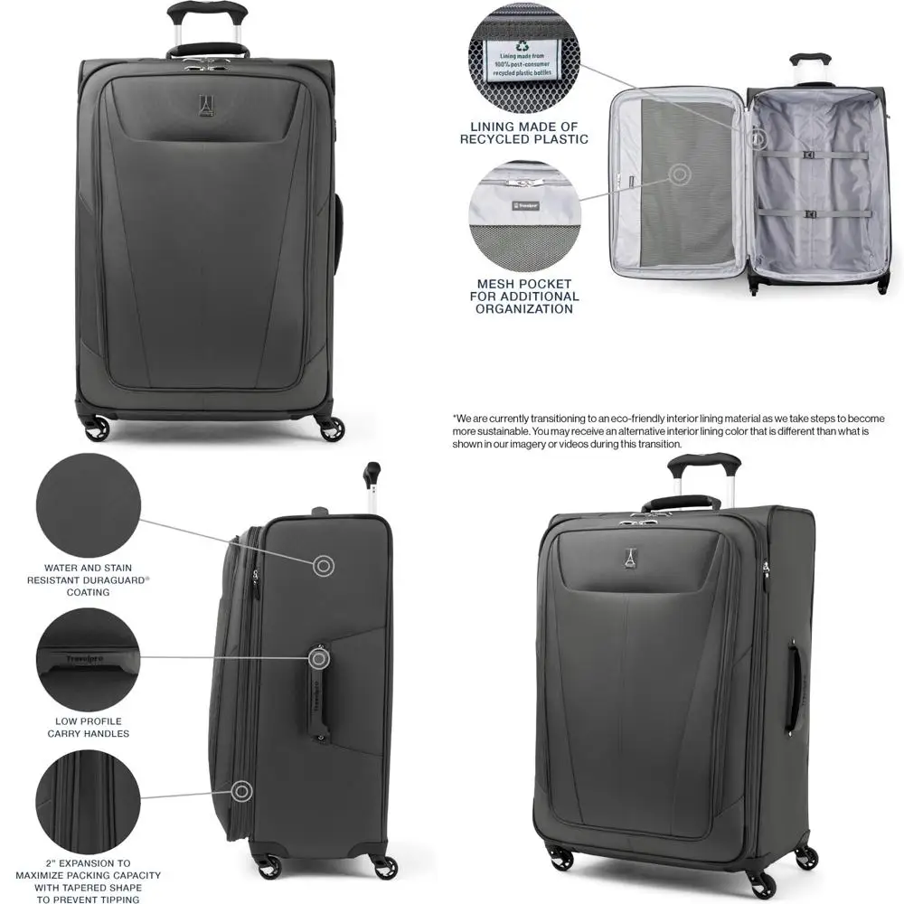 Lightweight Expandable Softside Luggage with Spinner Wheels, Suitcase for Men & Women, Shadow Grey, Travel-Friendly Large Capaci