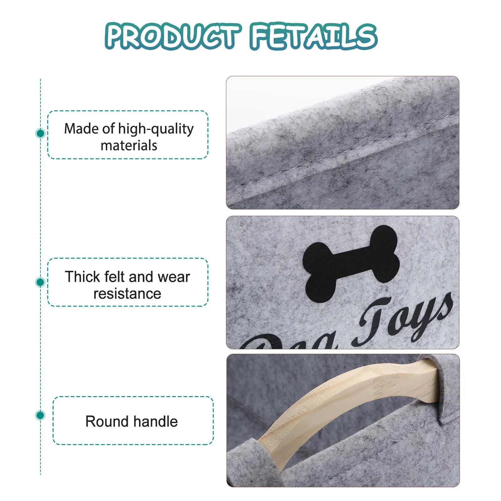 

Felt Pet Toy Organizer Basket Foldable Storage Bin for Dogs Cats Accessories Container Kids Baby Chest Litterbox Snack Food