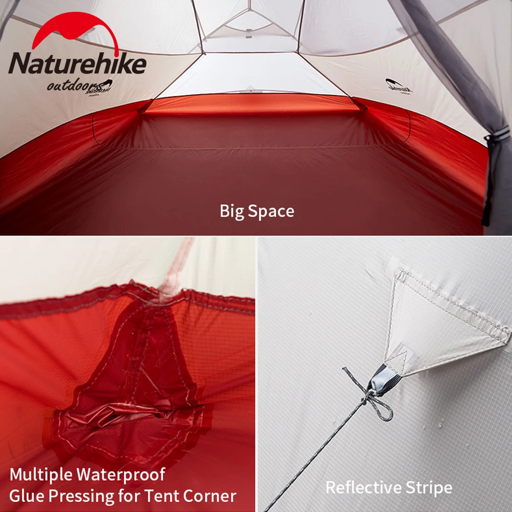 Imagem -05 - Naturehike-tenda Portátil ao ar Livre para Pessoas Ultraleve Caminhadas Tenda Nylon Impermeável e Respirável Upgrade Nuvem 3