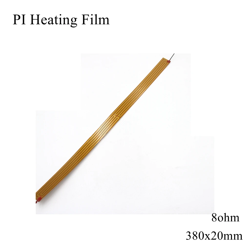 380x20mm 5V 12V 24V 110V 220V PI Heating Film Polyimide Adhesive Electric Heater Plate Panel Pad Mat Fuel Foil Oil Engine Tank