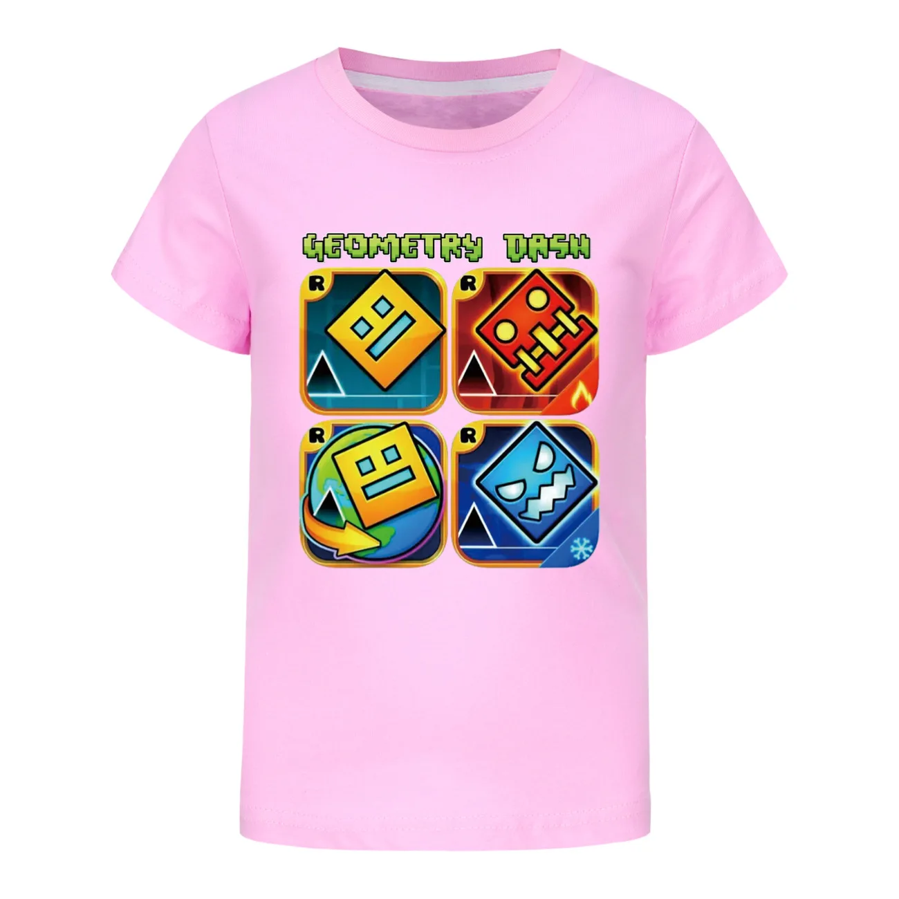 Geometry Dash TShirt Kids Cartoon Clothes Boys 100% Cotton T-shirt Children Fashion Clothing Toddler Girls Short Sleeve Tops