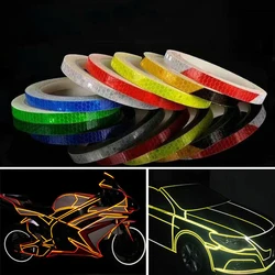 800cm Car Reflective Stickers Motorcycle Bicycle Reflector Safety Warning Rim Decal Tape Car Accessories Auto Decoration