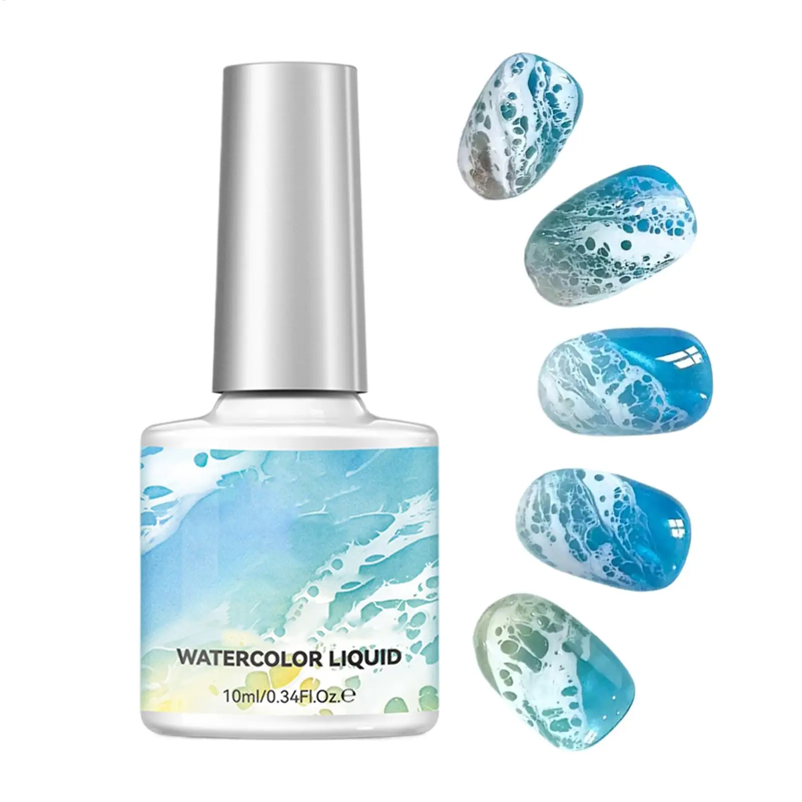10ml Ocean Wave Aquarell-Flüssiggelpolitur, weiße Aquarellfarbe, 3 Sekunden Auftrag, Spitzen-Hohlgradient, Nagelkunst für den Salon