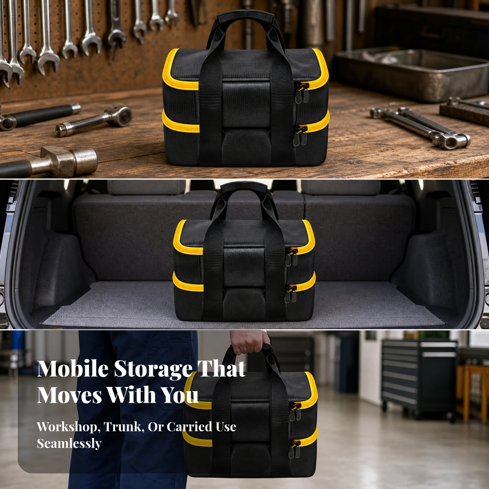 Two-Layer Battery Organizer Bag Portable Battery Storage Bag Tech Organizer Lightweight Large Capacity for Travel, Outdoor Work