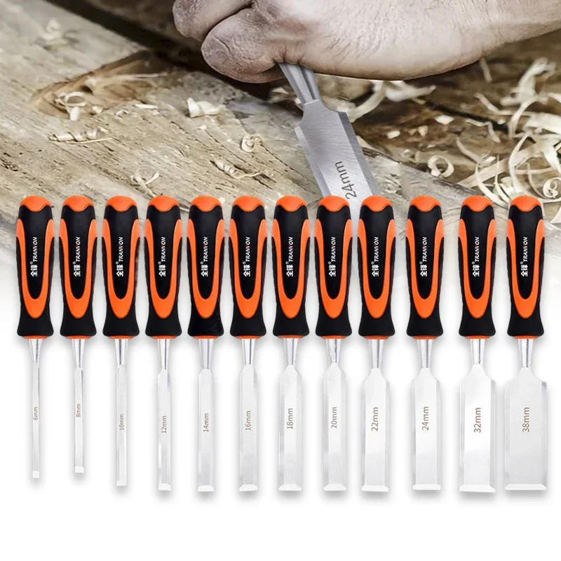 

1Pcs 6-38mm Professional Woodworking Chisels Chrome Vanadium Steel Carving Knife Woodcut Sculpture Flat Chisels Carpenter Tool