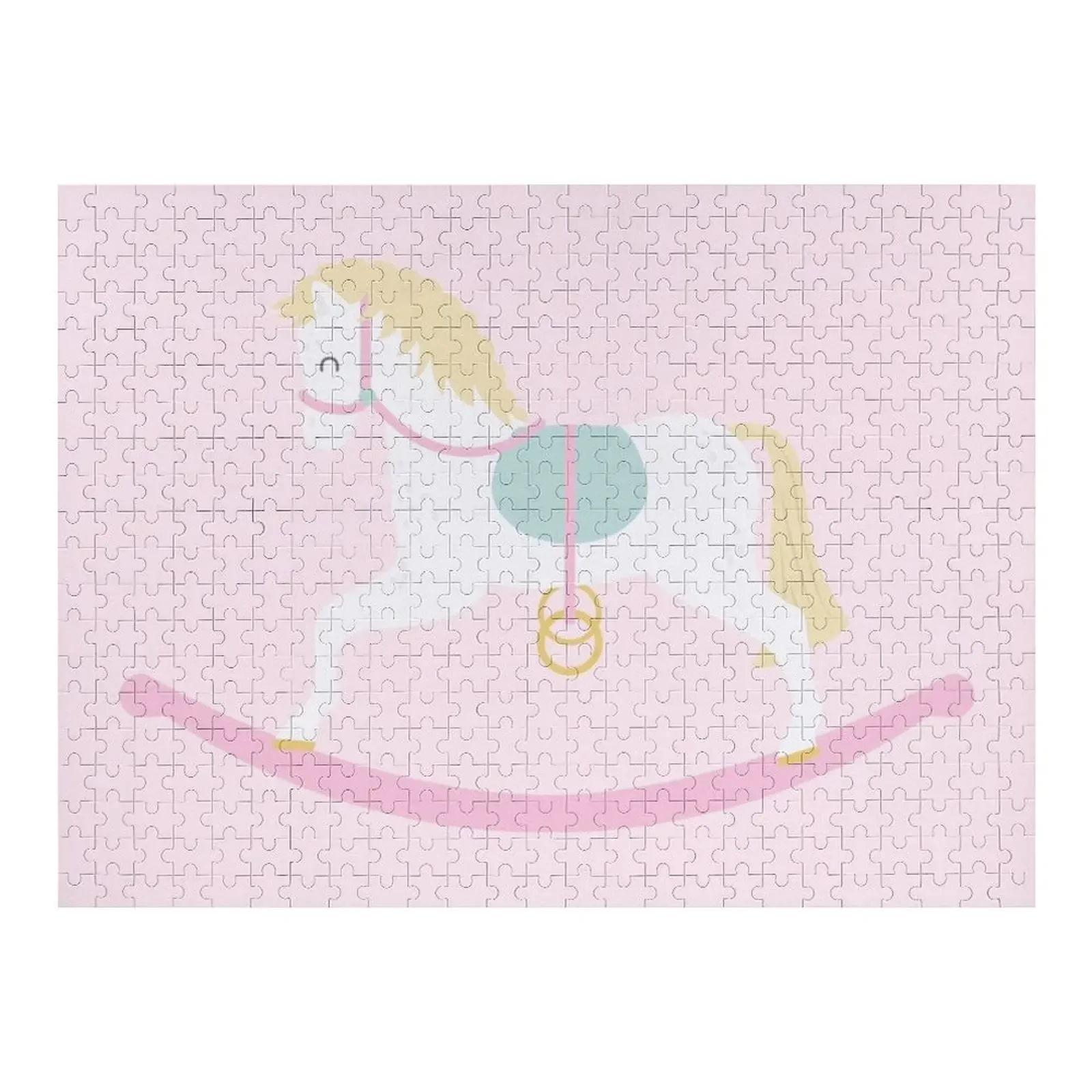 Cute Pink Rocking Horse Jigsaw Puzzle Personalized Gift Name Wooden Toy Wooden Compositions For Children Puzzle