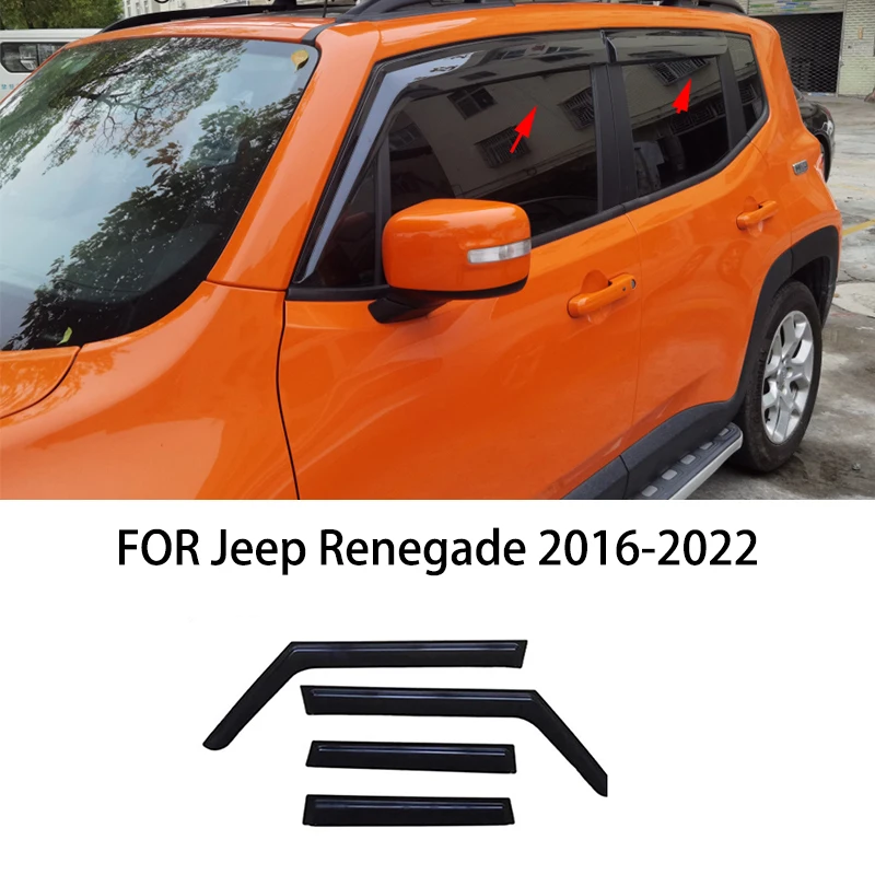 

Автомобильные аксессуары для Jeep Renegade 2016-2022, черный водонепроницаемый козырек для дверей, окон, вентиляционные шторы, защита от солнца и дождя