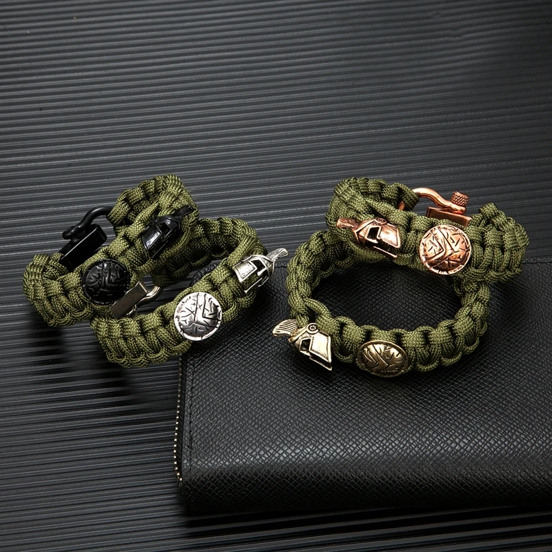 Norse Vikings Spartan Warrior Bracelet Men Adjustable Shackle Buckle Bracelets Camping Emergency Survive Paracord Accessories