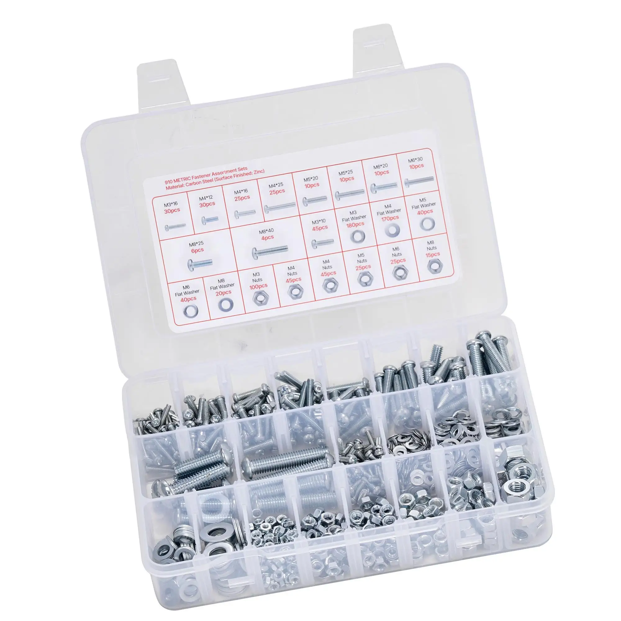2250 Pcs Bolts Nuts Screws and Flat Washers Assortment Kit Metric Imperial Alloy Steel M3 M4 M5 M6 M8 Galvanized Fasteners for equipment Vehicle Assembly