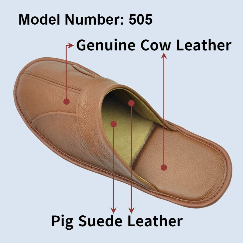 Genuine Cow Leather Slippers Homes in indoor slipper Spring Autumn summer men women elderly non-slip casual single Slides shoes