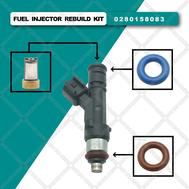 8set Fuel Injector Service Repair Kit Filters Orings  Grommets For 0280158083 06-10 Cadillac DTS XLR STS SRX 06-11 Buick Lucerne