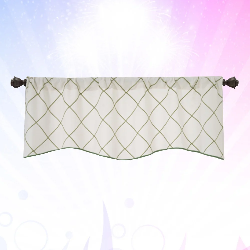 

Short Curtains Window Short Curtains Kitchen Bar Cabinet Green Geometric Thread Household Shading Rustic Home Decor