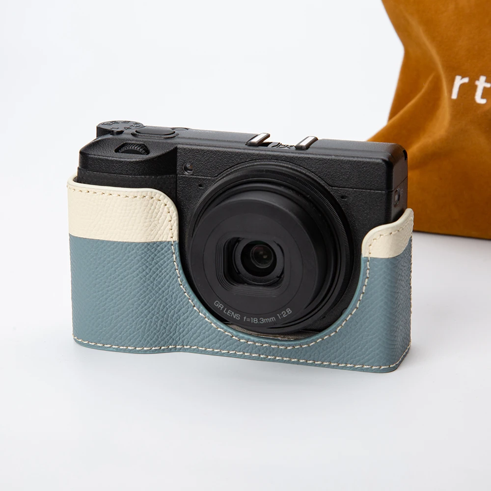 Color-block Leather Half Camera Case Cover Genuine Leather Protective Cover for Ricoh GR4 GRIV GR3X GR3 GRIIIX GRIII Case