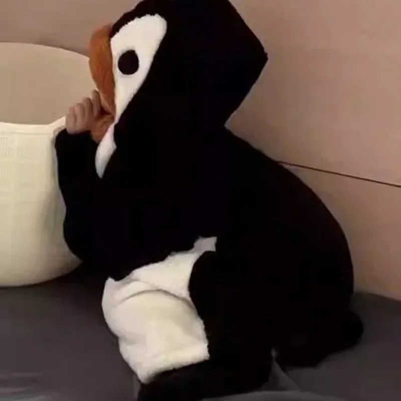 Pyjama à capuche Smile pour femmes, chemise de nuit de dessin animé mignon, vêtements pour la maison, optique d'hiver