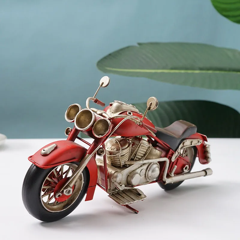 

Home Design Retro Decoration Iron Motorcycle Miniature Model Metal Industrial Wind Room Accessories Aesthetic Wine Ca