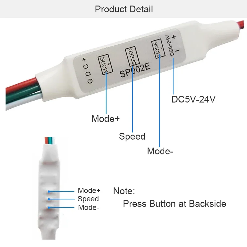 LED Controller SP002E 3 Keys Mini Pixel Dimmer 3pin DC USB power For WS2812B WS2811 WS2812 LED Pixel Strip Light ModuleDC5V-24V